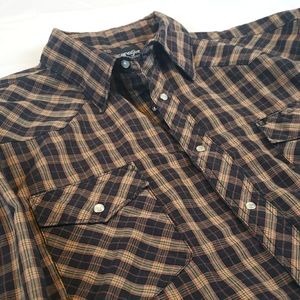 Wrangler XLPearl Snap Plaid Western Shirt Men, Retro look
